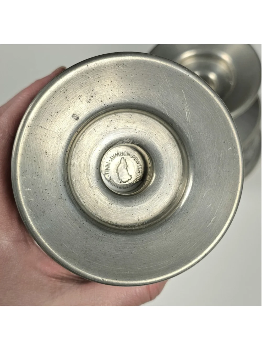 1960s Norway Brutalist Pewter Candle Holders Pair Groenlandica Tinn Nordic Art